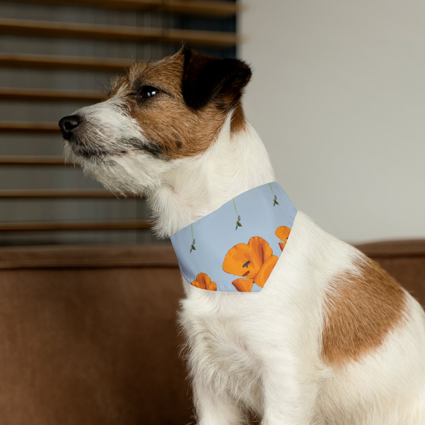 Poppies and Bees Pet Bandana Collar