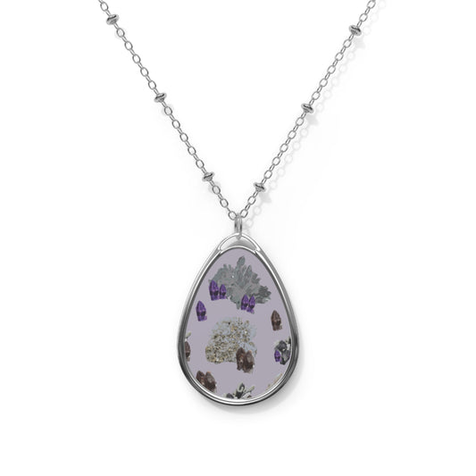 Natural Crystal Oval Necklace