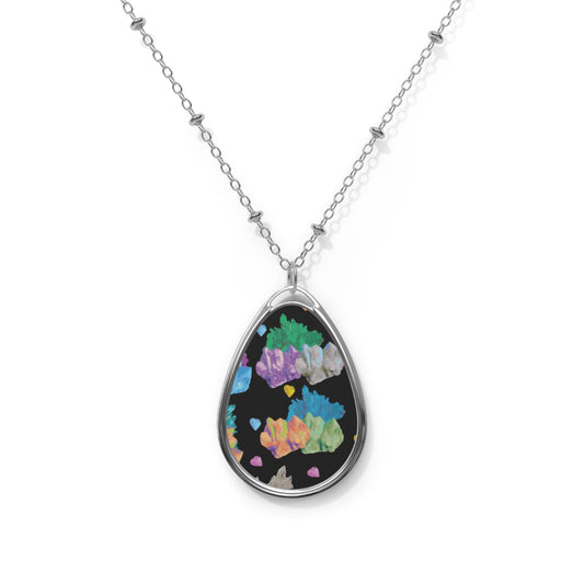 Vibrant Crystals Oval Necklace