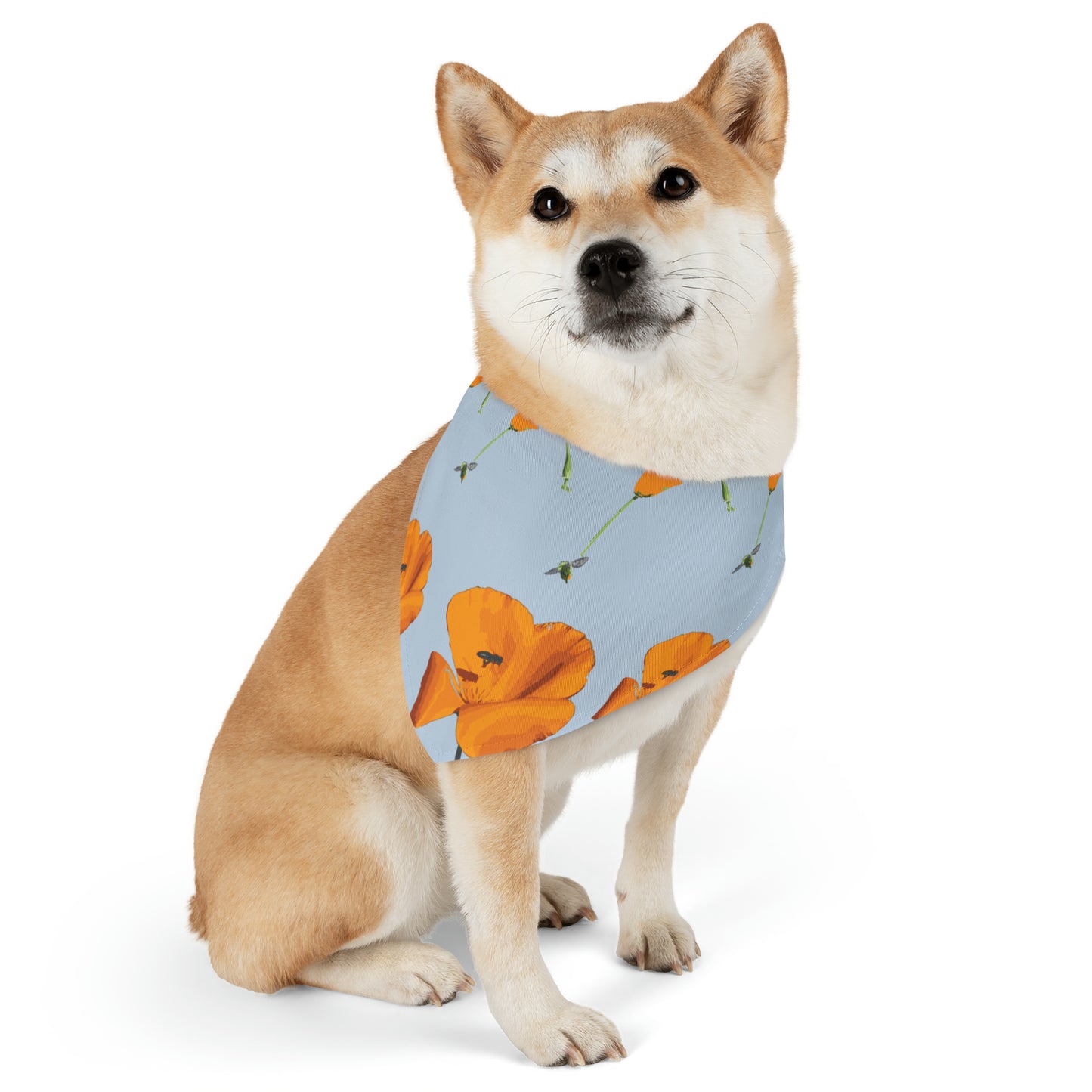Poppies and Bees Pet Bandana Collar