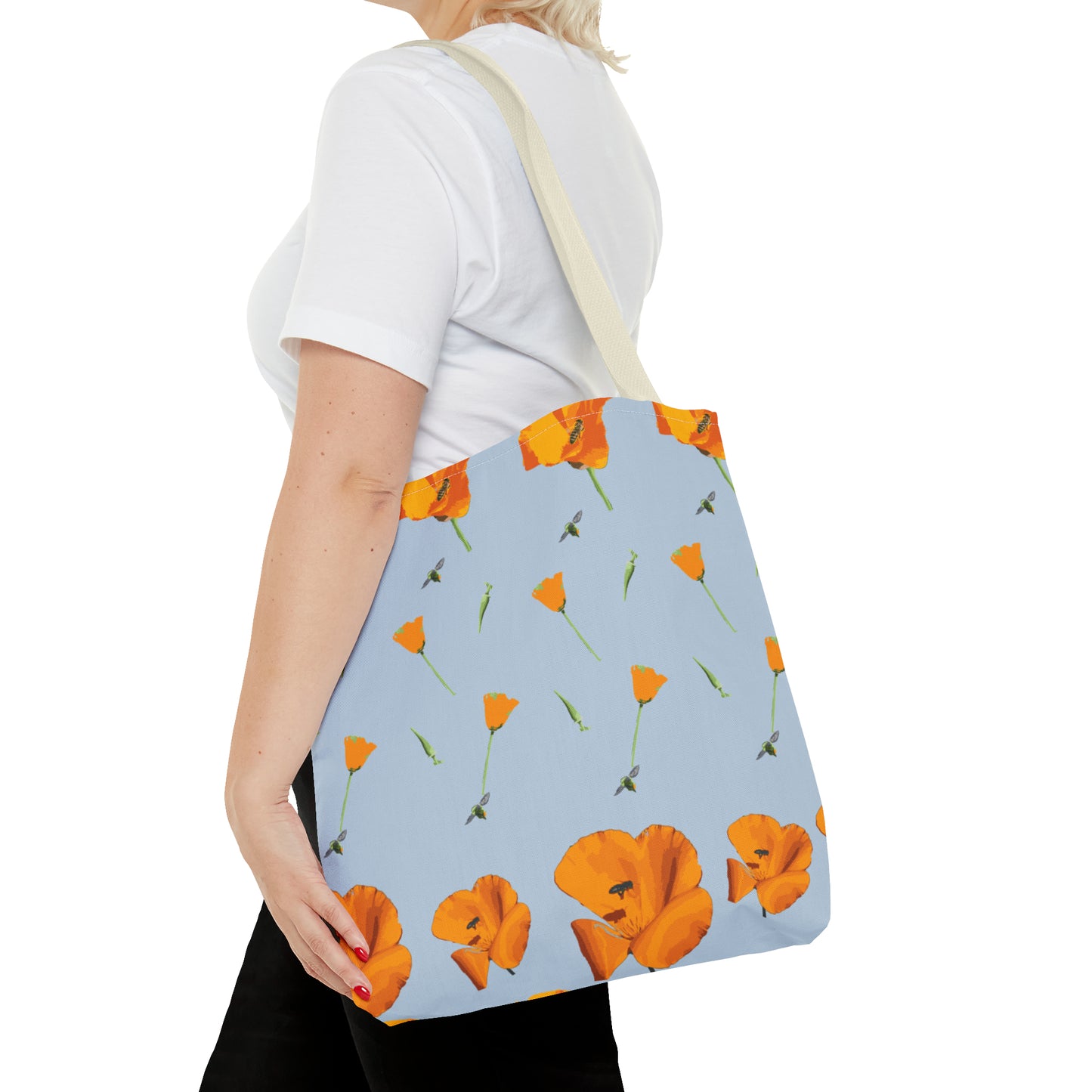 Poppies and Bees Tote Bag