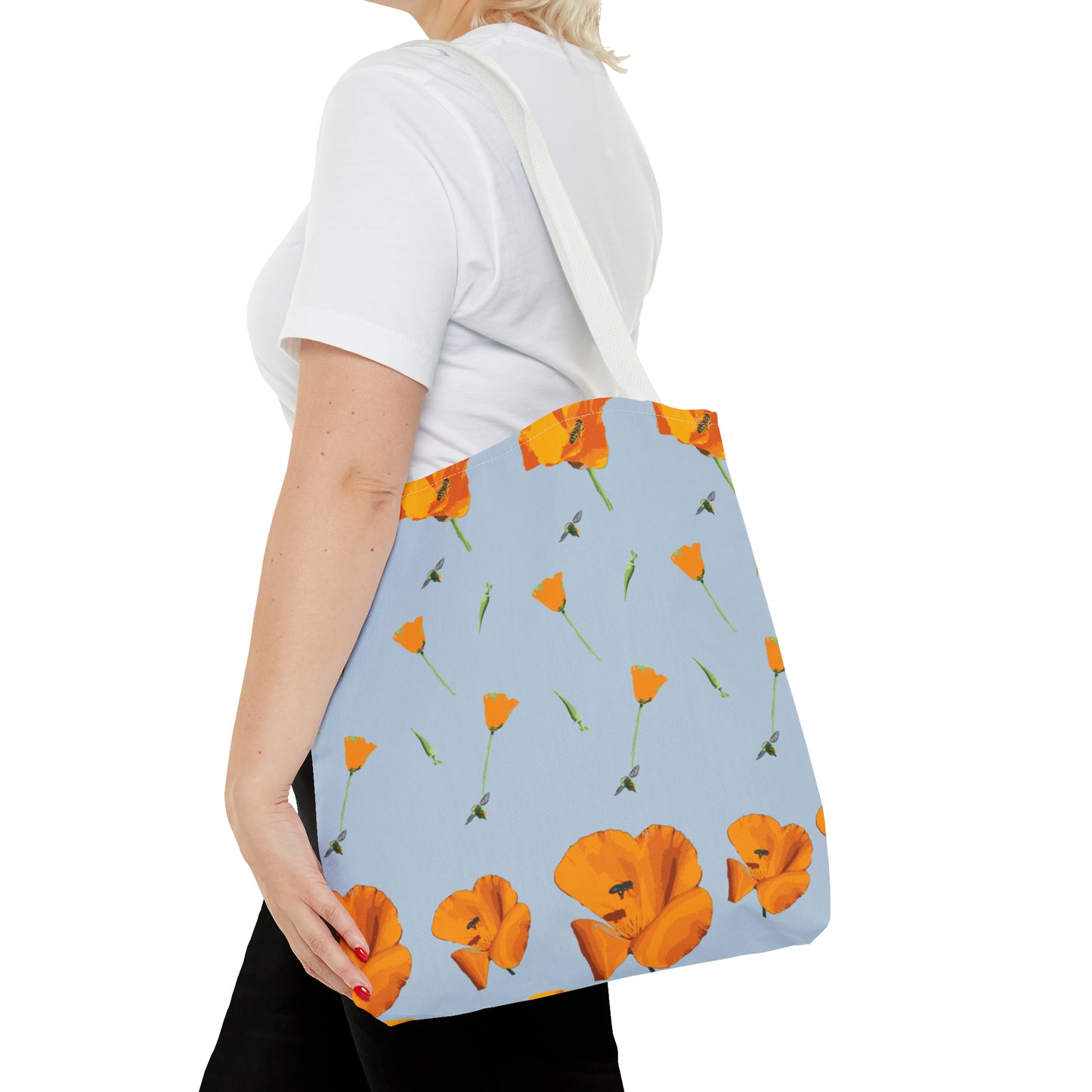 Poppies and Bees Tote Bag
