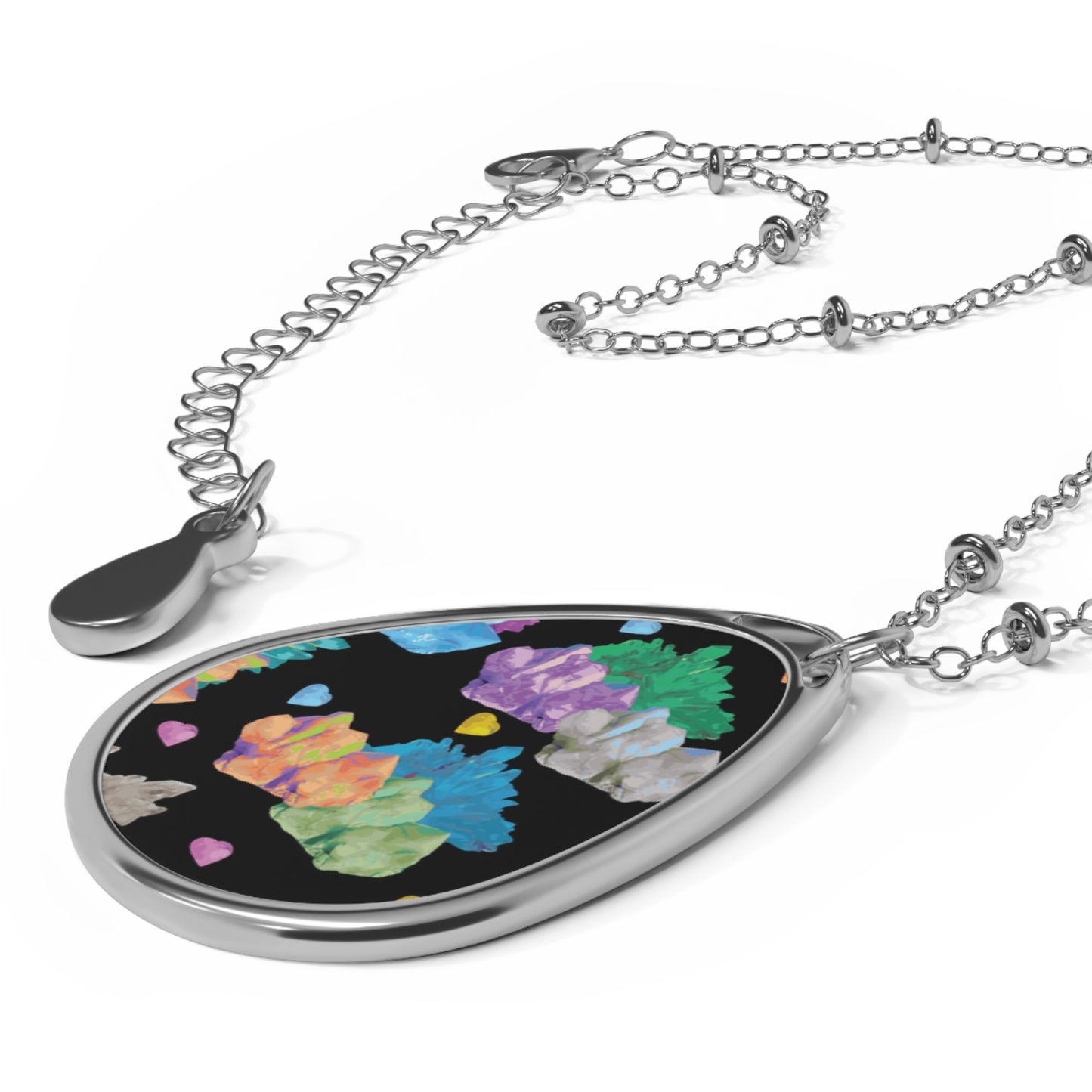 Vibrant Crystals Oval Necklace