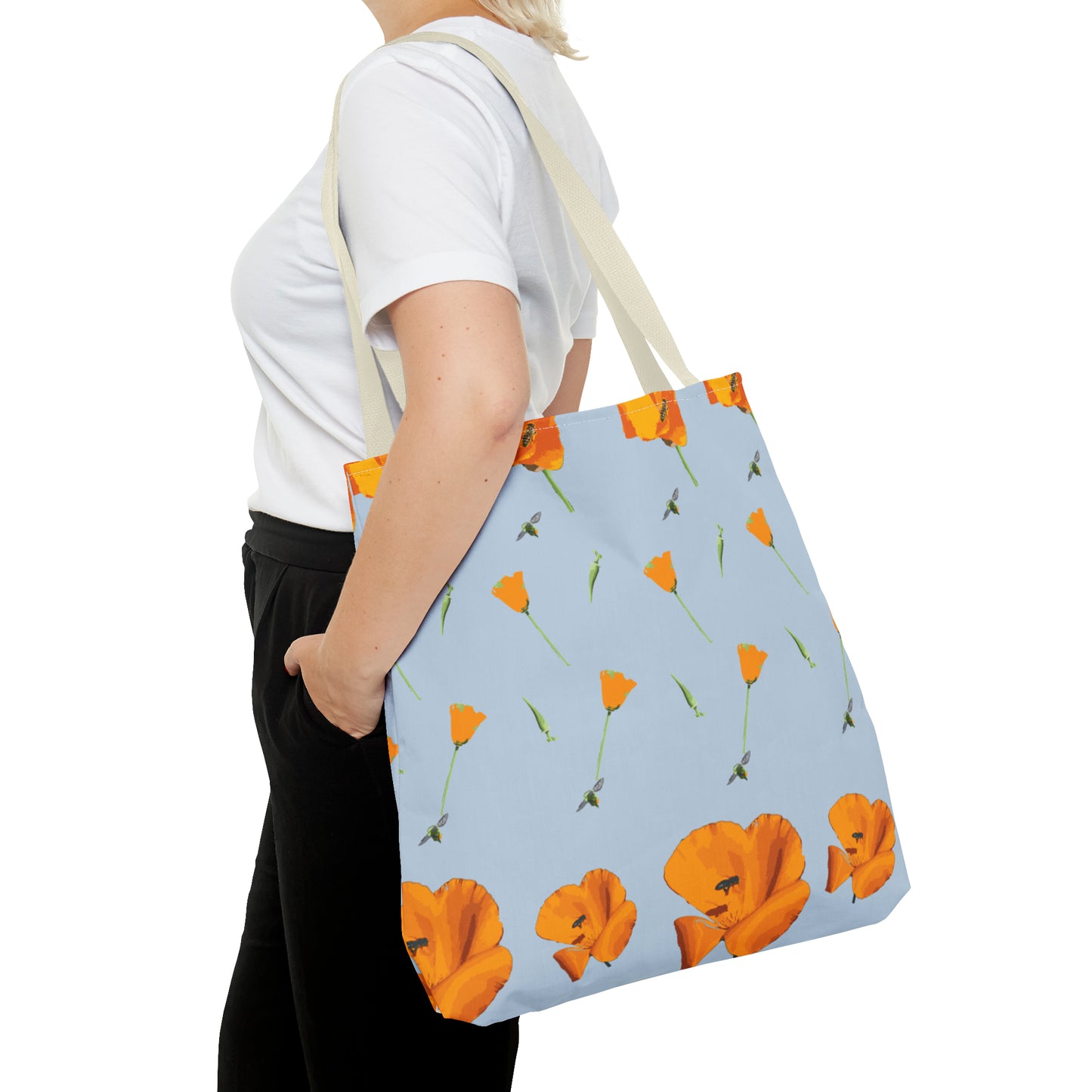 Poppies and Bees Tote Bag