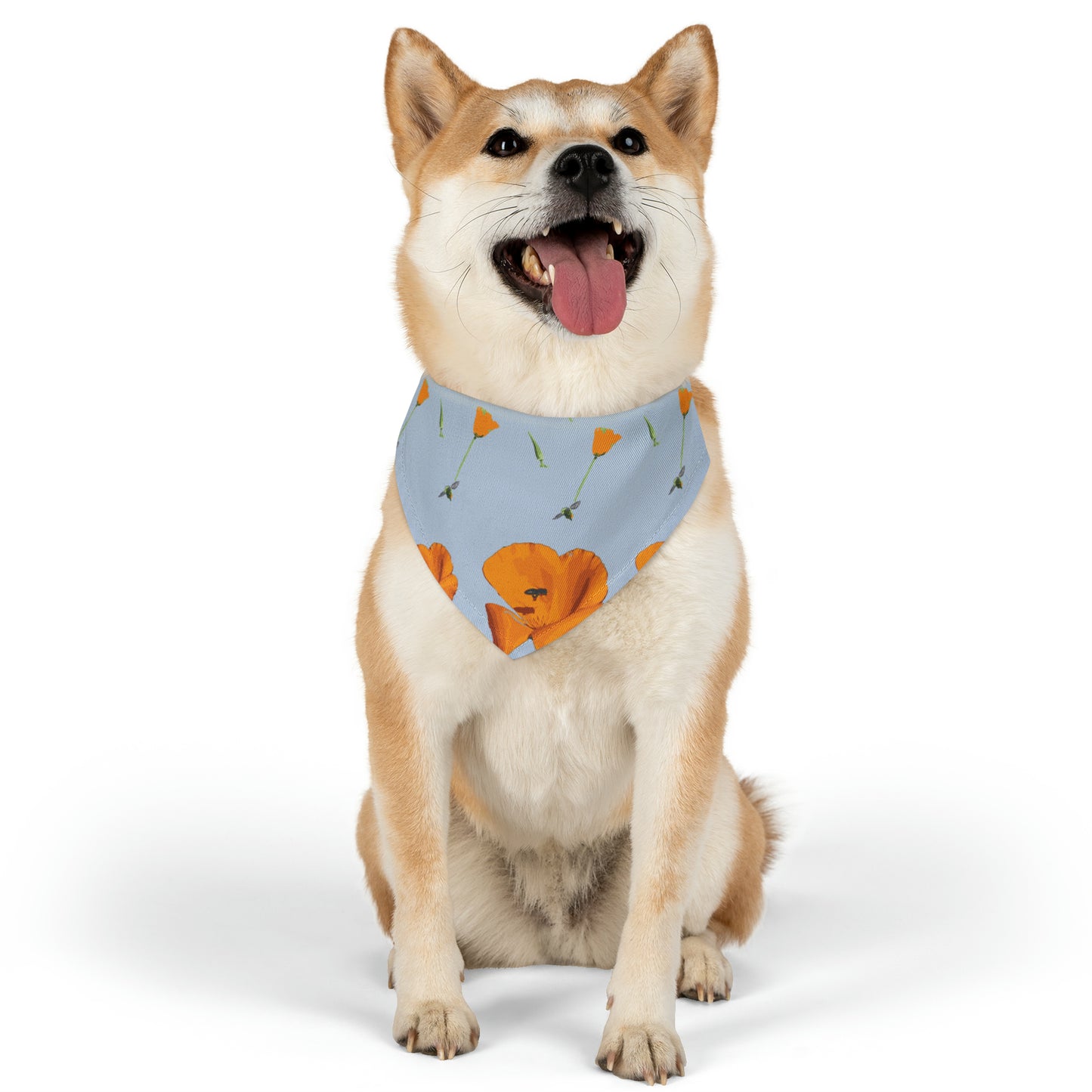 Poppies and Bees Pet Bandana Collar