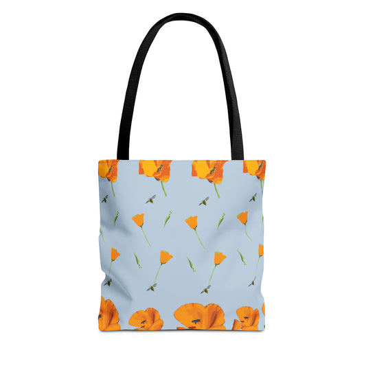 Poppies and Bees Tote Bag