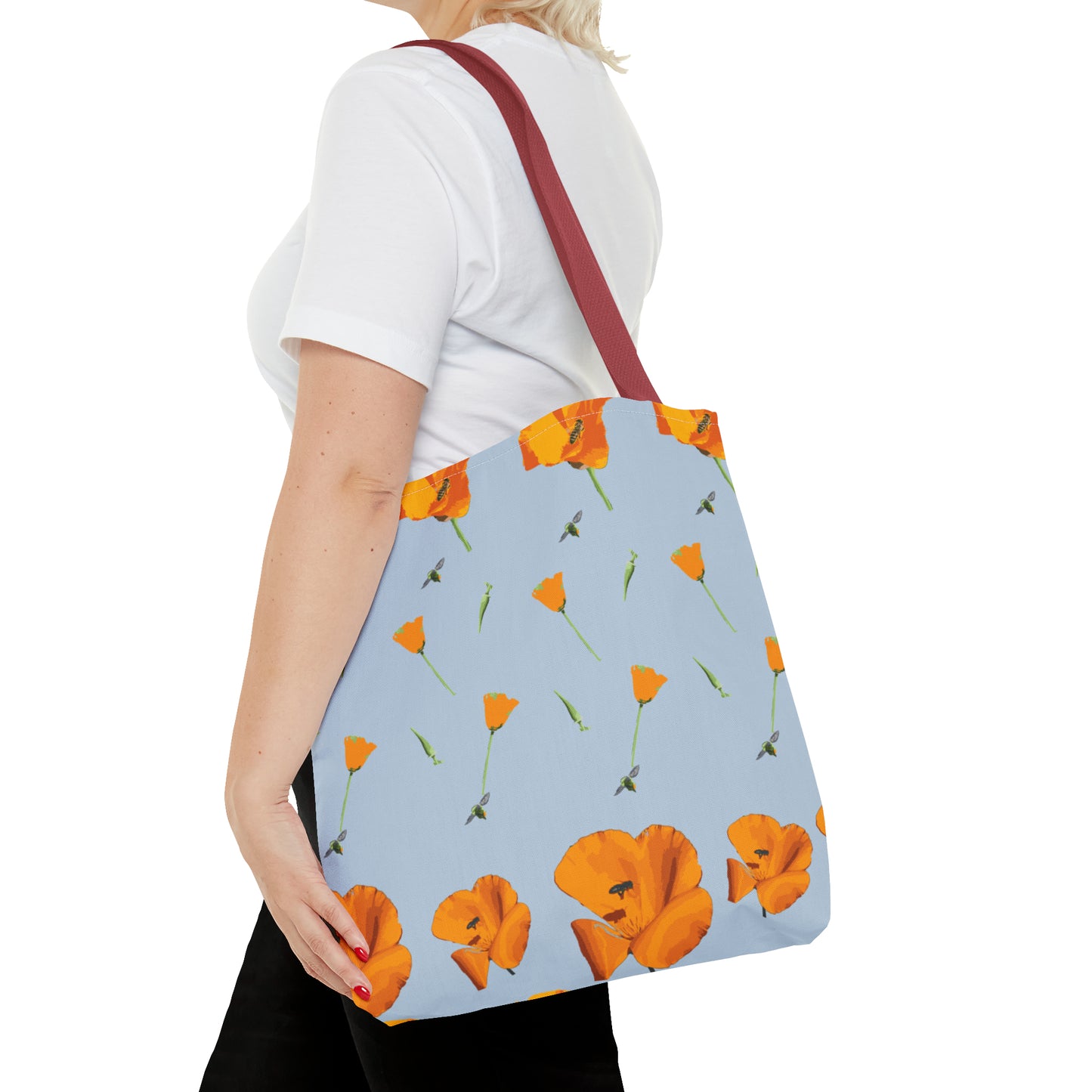 Poppies and Bees Tote Bag