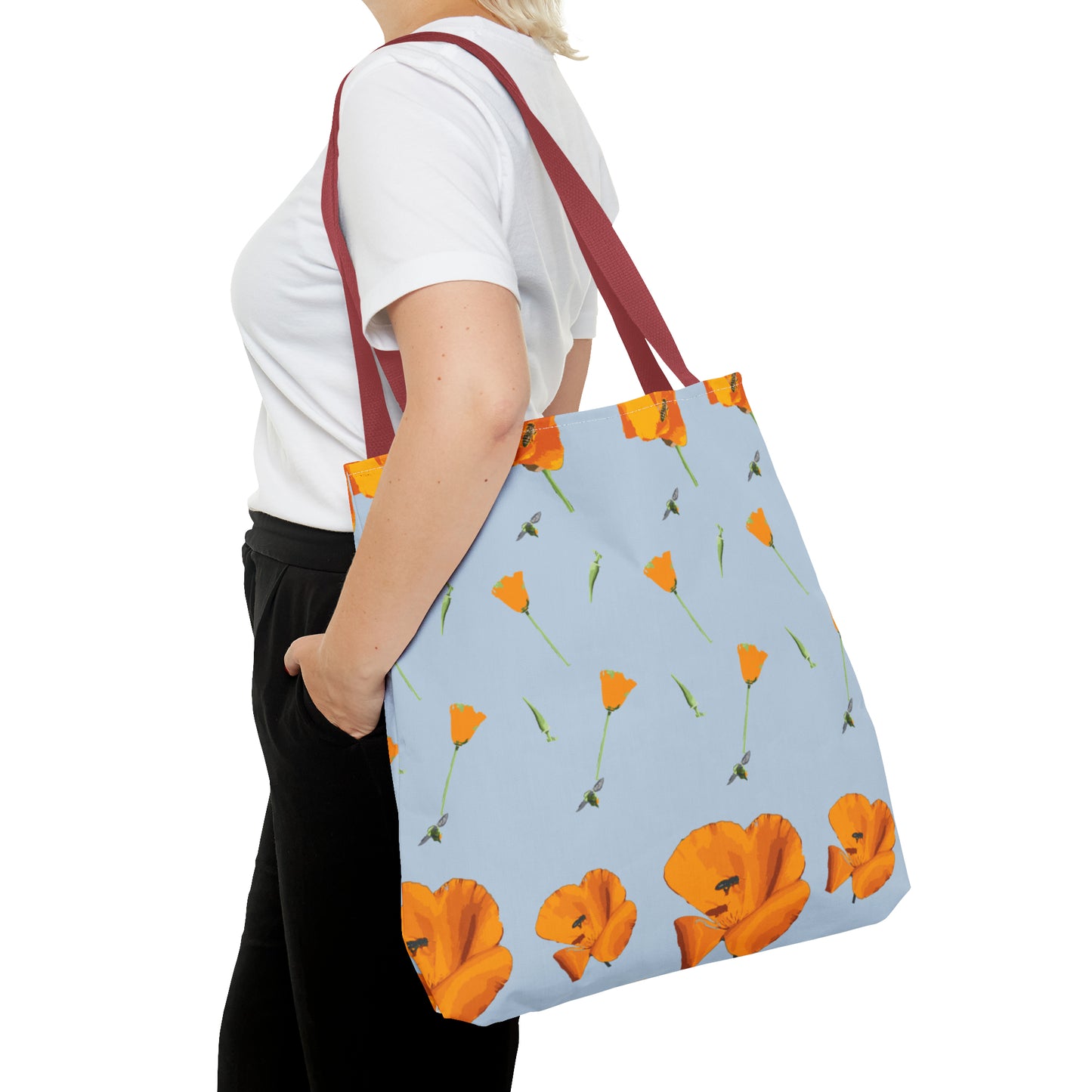 Poppies and Bees Tote Bag