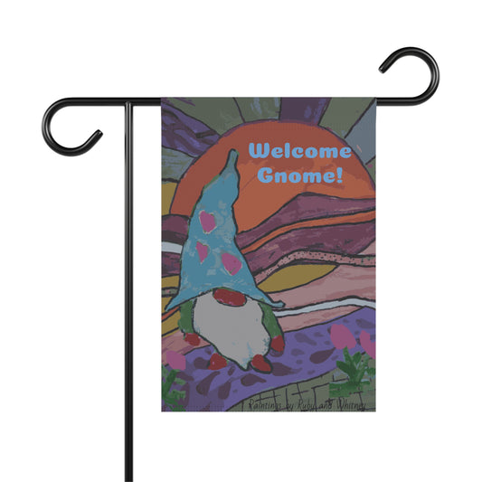 Welcome Gnome Painted Garden & House Banner