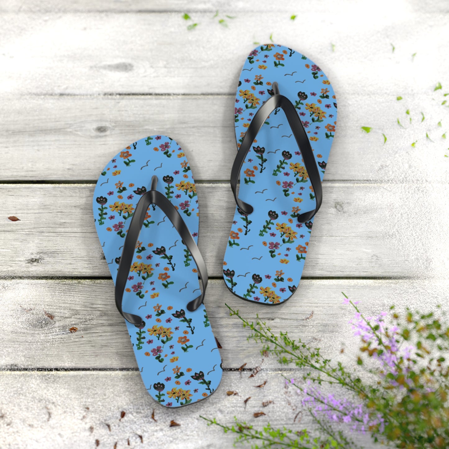 Cute Painted Flower Flip Flops