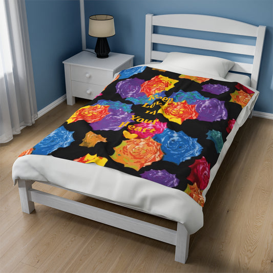 Cute Floral Rose Velveteen Plush Blanket