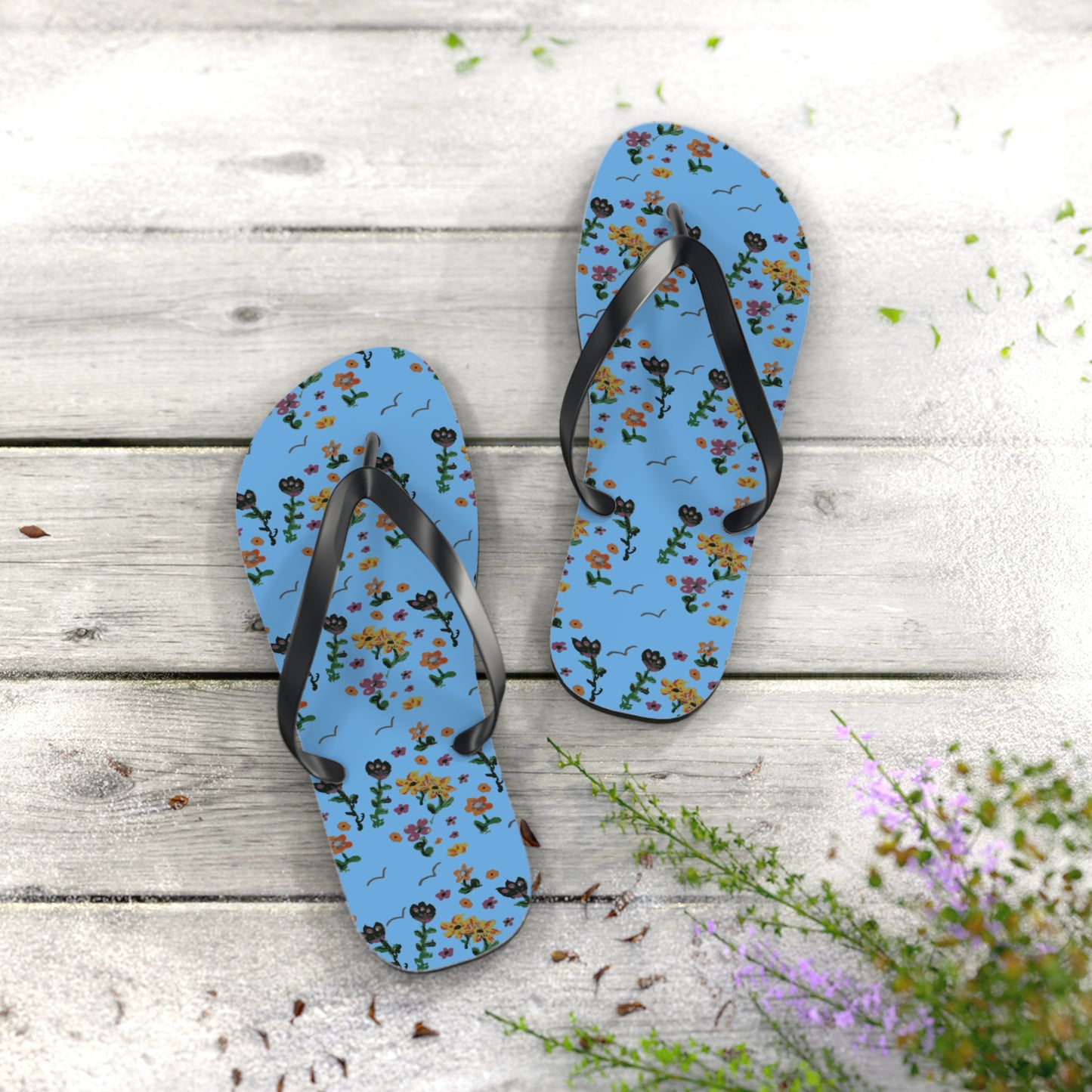 Cute Painted Flower Flip Flops