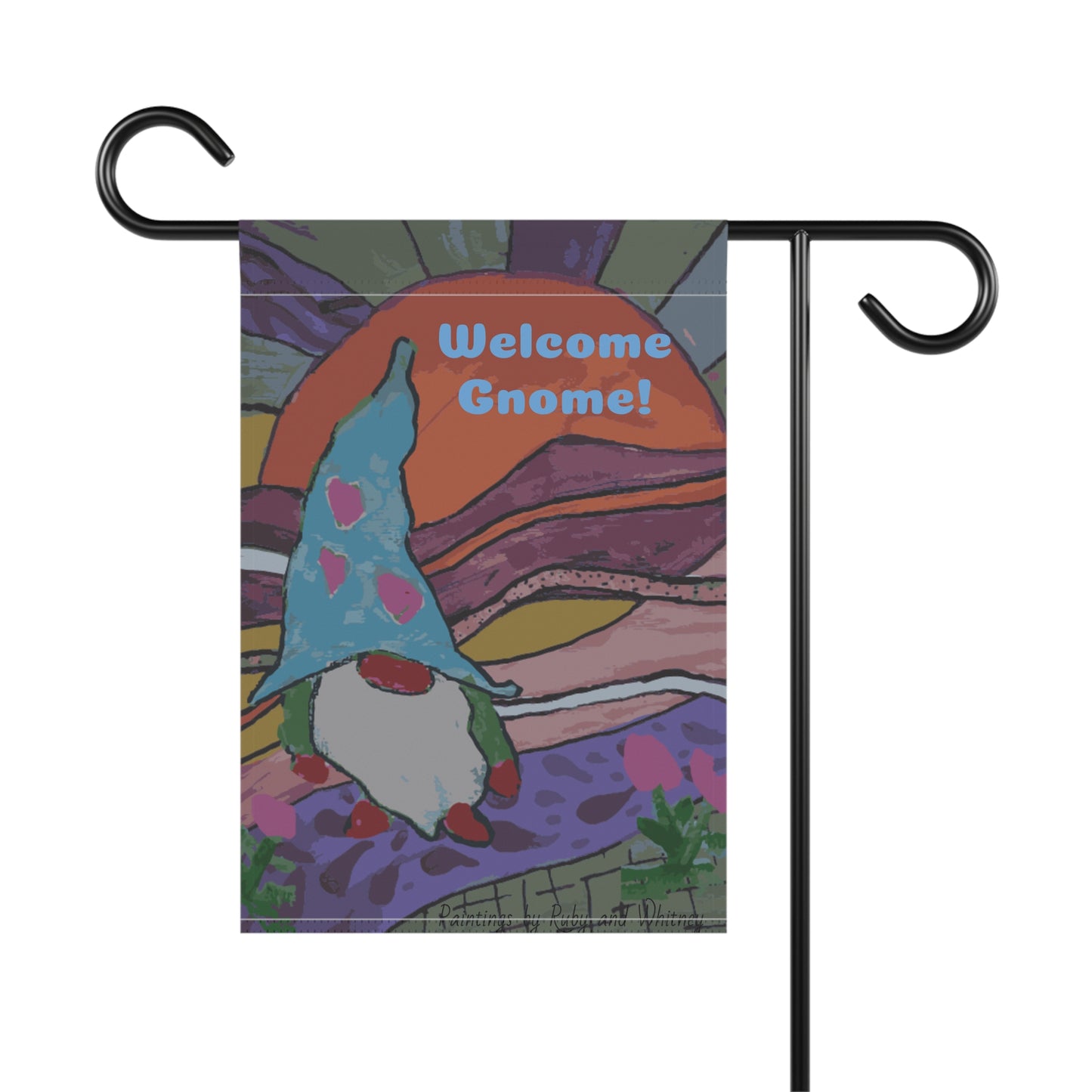 Welcome Gnome Painted Garden & House Banner