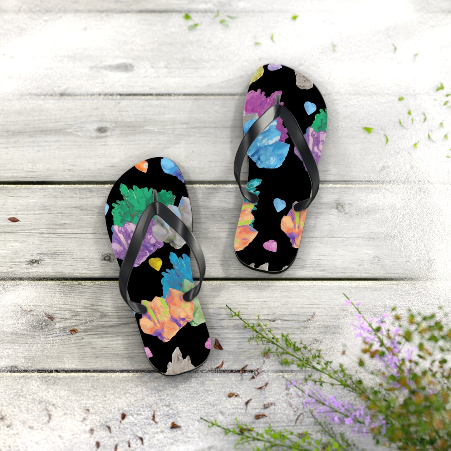 Vibrant Crystal Flip Flops