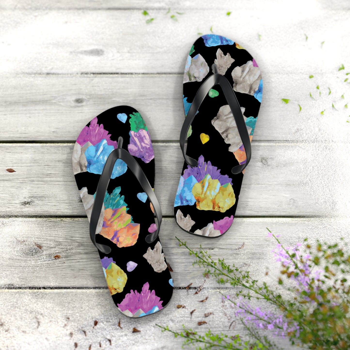 Vibrant Crystal Flip Flops