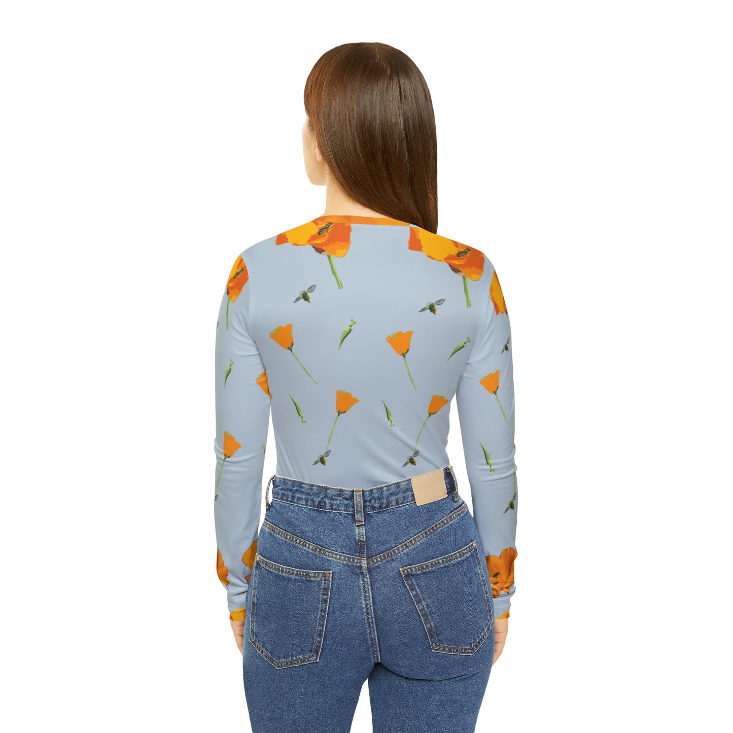 Poppies and Bees Women's Long Sleeve V-neck Shirt