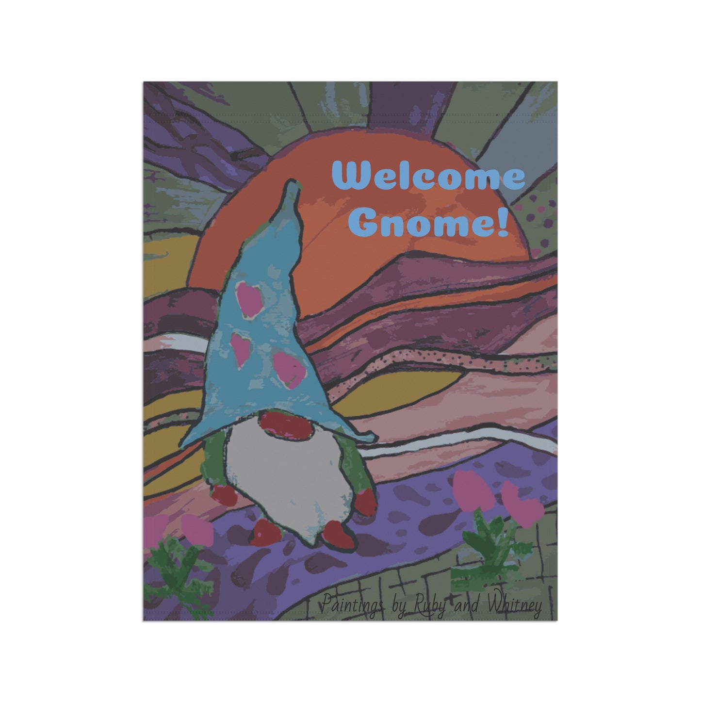 Welcome Gnome Painted Garden & House Banner