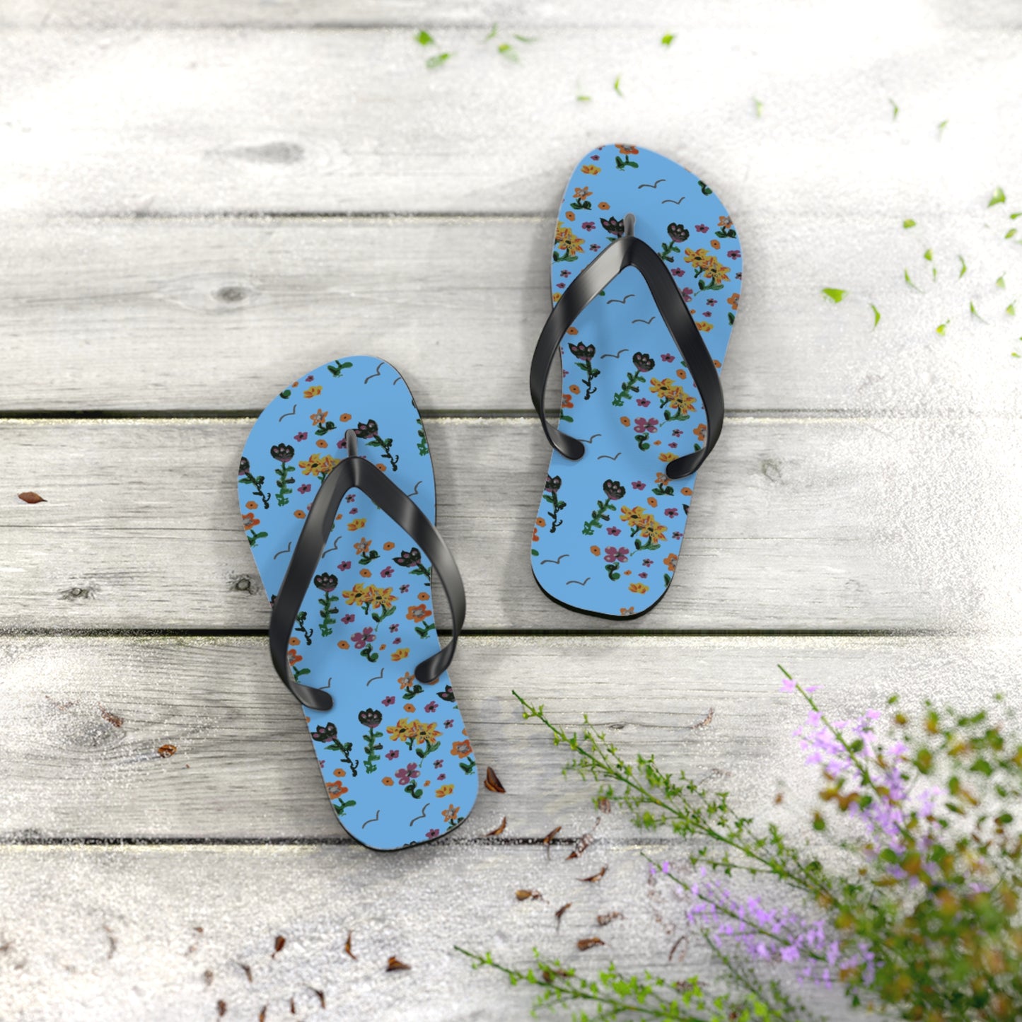 Cute Painted Flower Flip Flops