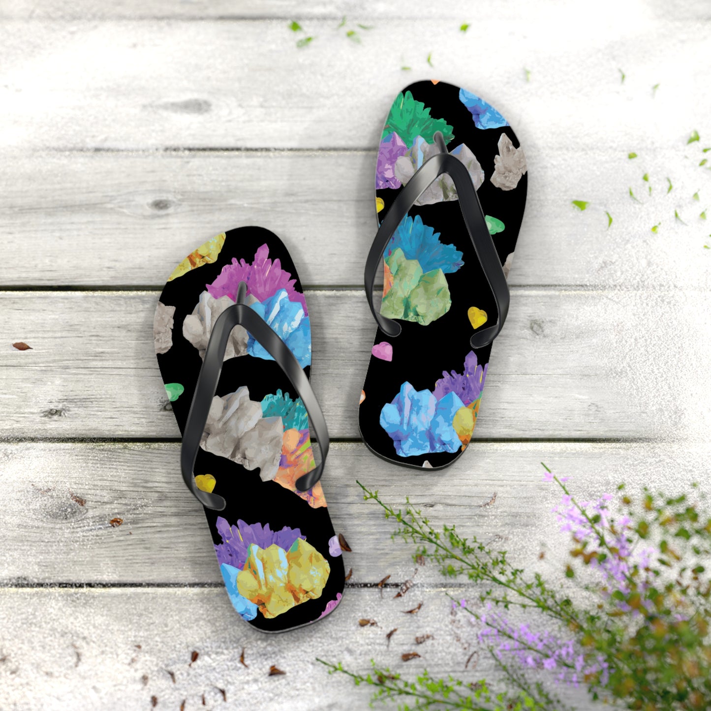 Vibrant Crystal Flip Flops