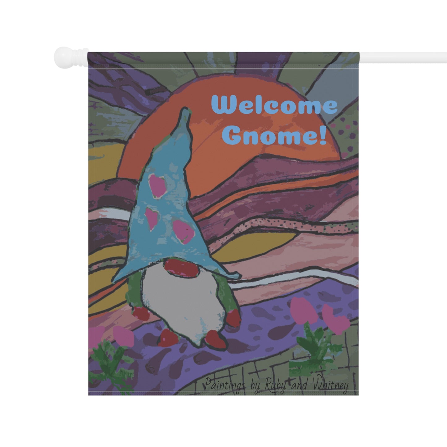 Welcome Gnome Painted Garden & House Banner