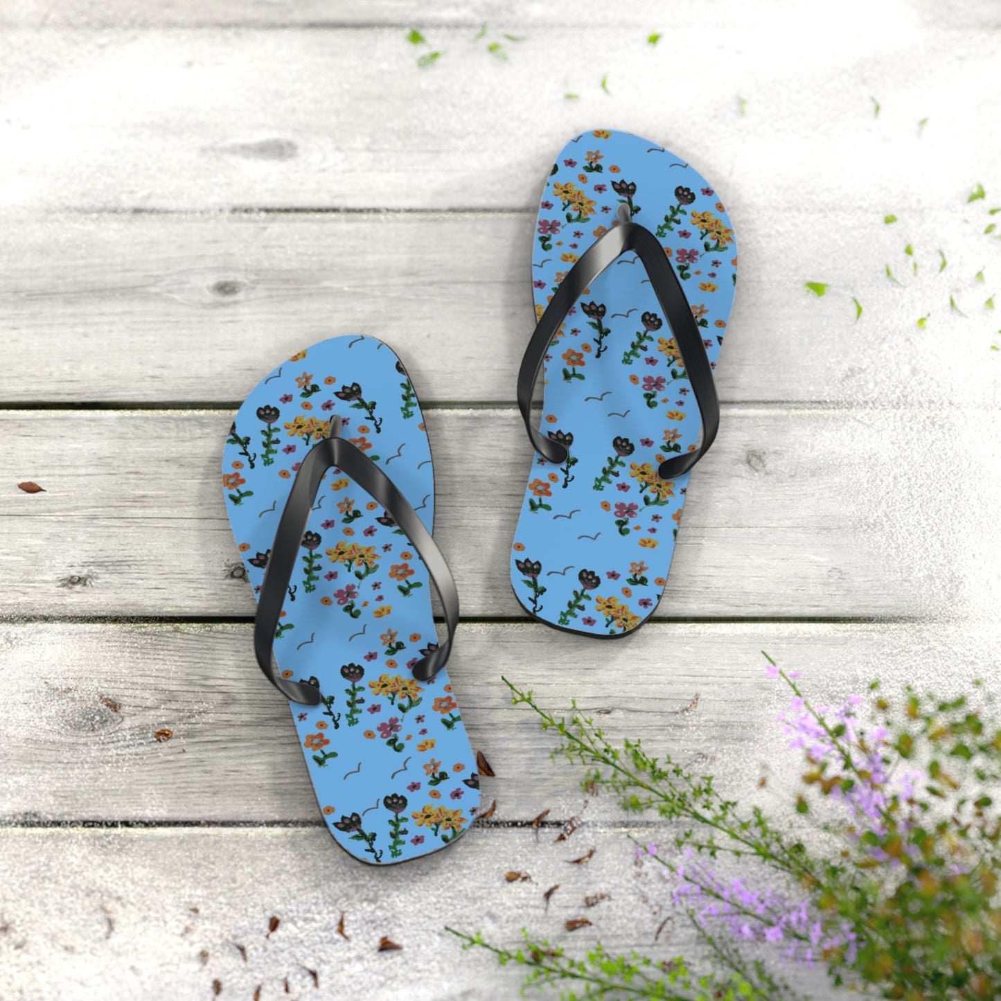 Cute Painted Flower Flip Flops