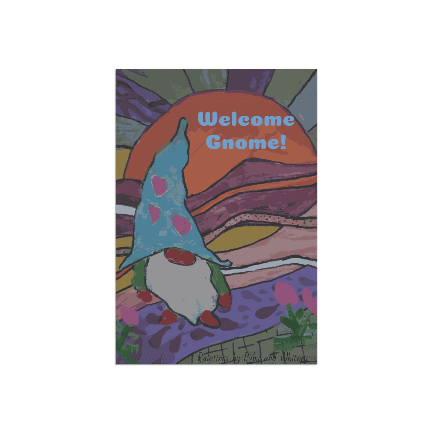 Welcome Gnome Painted Garden & House Banner